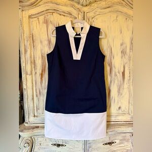 Sail to Sable Blue and White Sheath Dress V-Neck Sleeveless